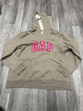 GAP  Hooded Sweatshirt in Taupe with Pink Logo